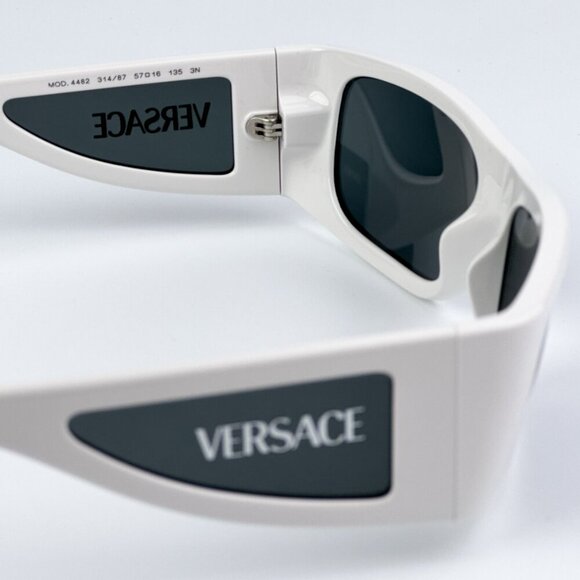 Versace VE4482 314/87 BRAND NEW Sunglasses White Dark Grey Rectangular Unisex - Picture 10 of 11